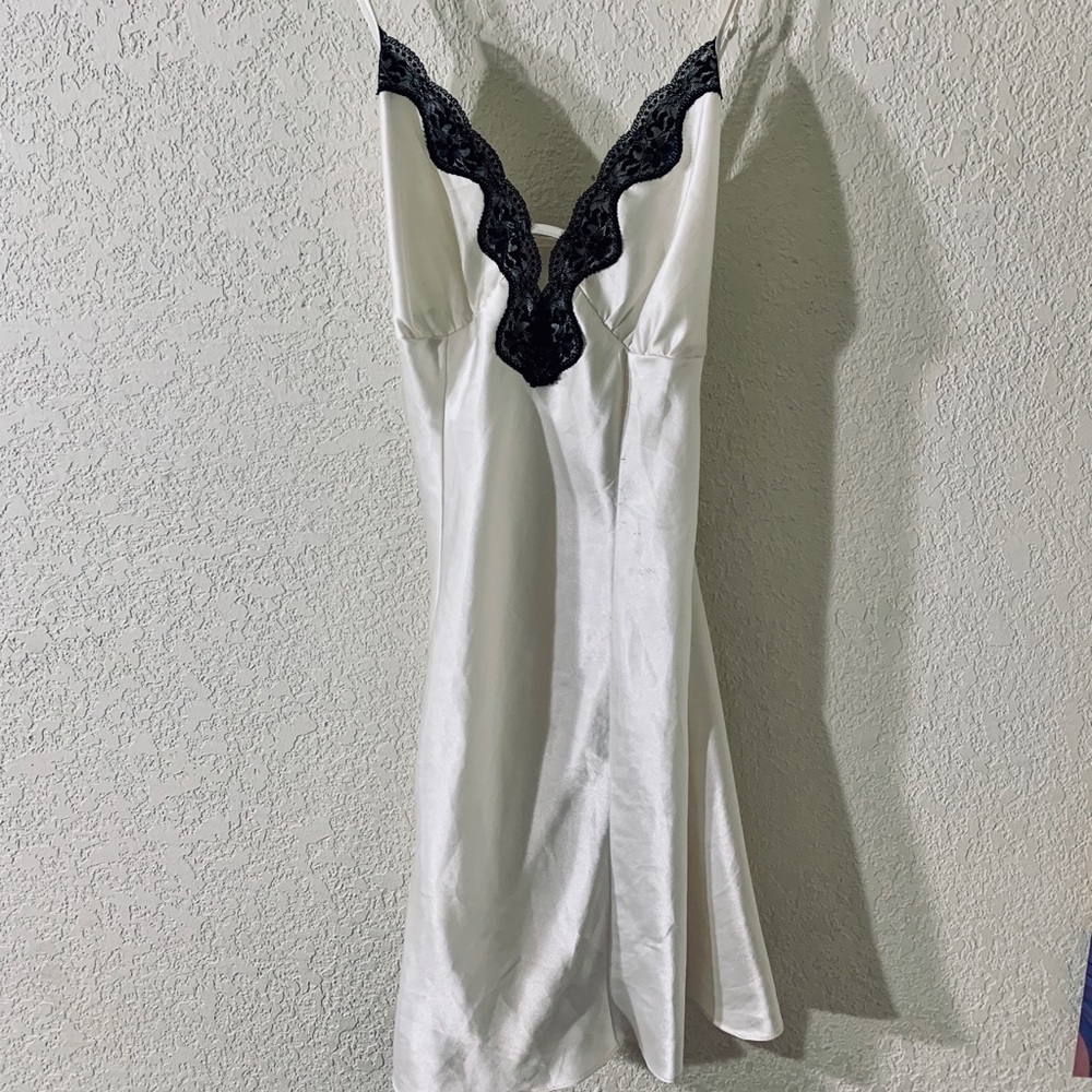 White and Black Lingerie Silk Slip